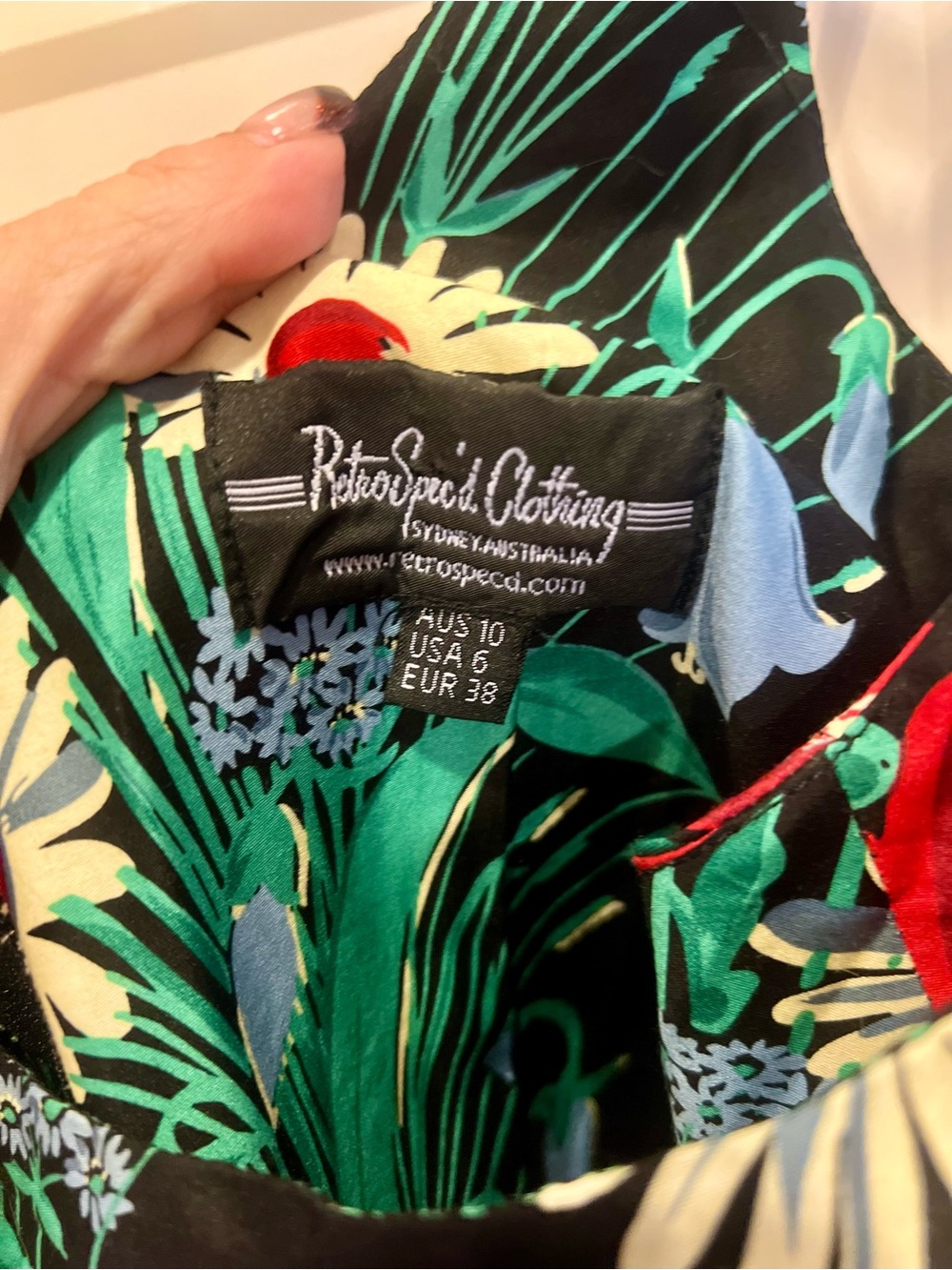 Retrospec’d Clothing Black Floral Dress - Green & Red Print